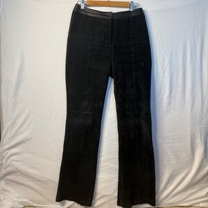 RARE Wilson's Suede Leather Trim Boot Flare Leg‎ Pants Women's Size 6 Vtg Black